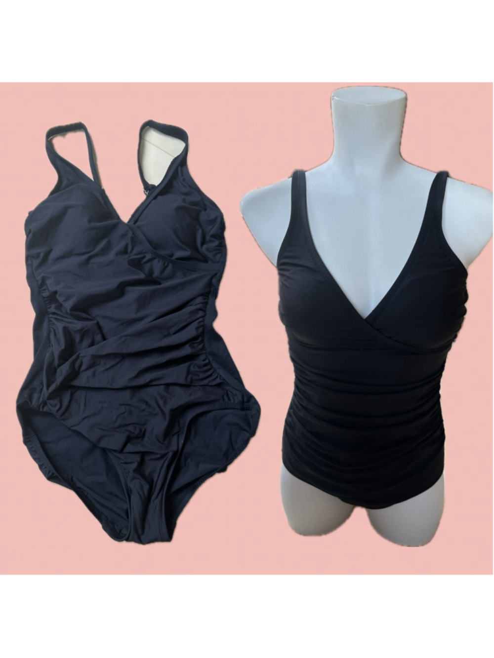 Miraclesuit Miradonna Black Ruched Tummy Control One Piece Swimsuit Size 8